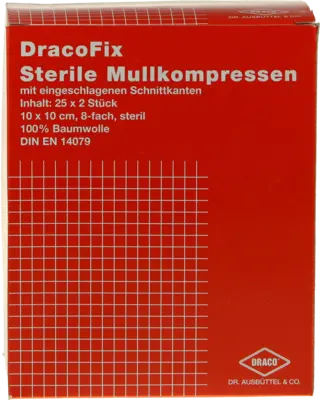 DRACOFIX PEEL Kompressen 10x10 cm steril 8fach (25X2 Stk) -  medikamente-per-klick.de
