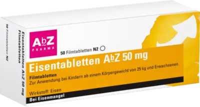 EISENTABLETTEN AbZ 50 mg Filmtabletten (50 Stk) - medikamente-per-klick.de