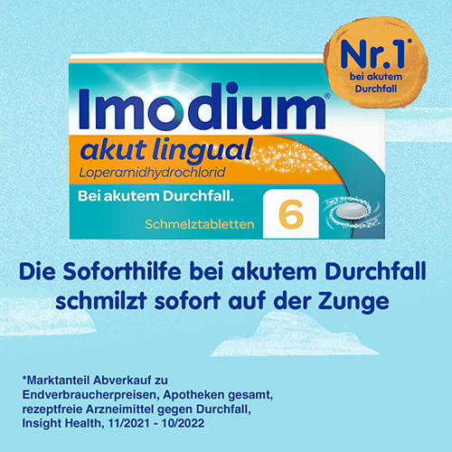 IMODIUM® akut lingual Schmelztabletten bei akutem Durchfall (6 Stk) -  medikamente-per-klick.de