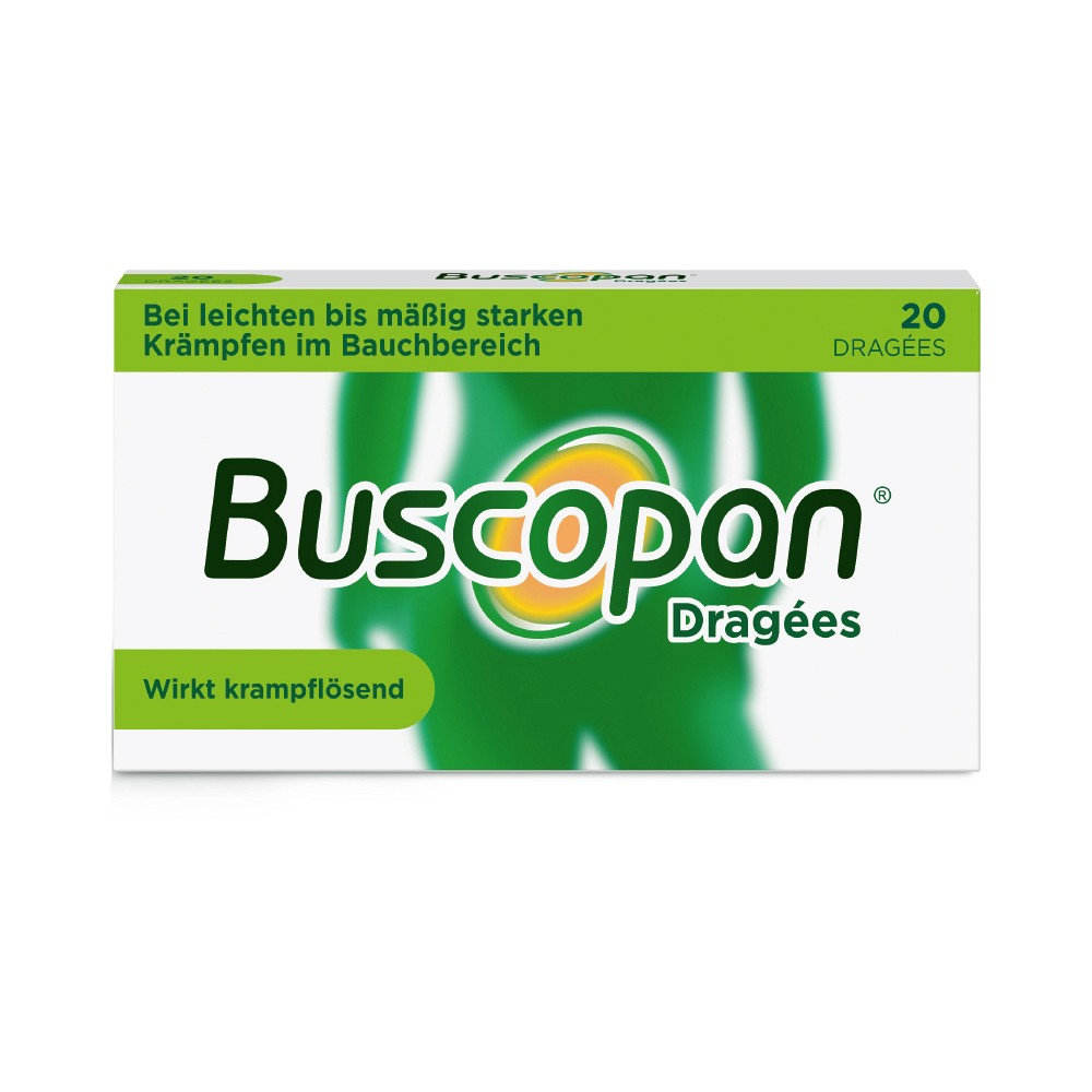 Buscopan® Dragées 20 Stück mit Butylscopolamin bei leichten bis mäßig  starken Bauchschmerzen und Bauchkrämpfen - medikamente-per-klick.de