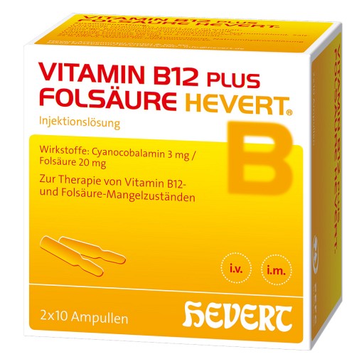 VITAMIN B12 PLUS Folsäure Hevert a 2 ml Ampullen (2X10 Stk) -  medikamente-per-klick.de