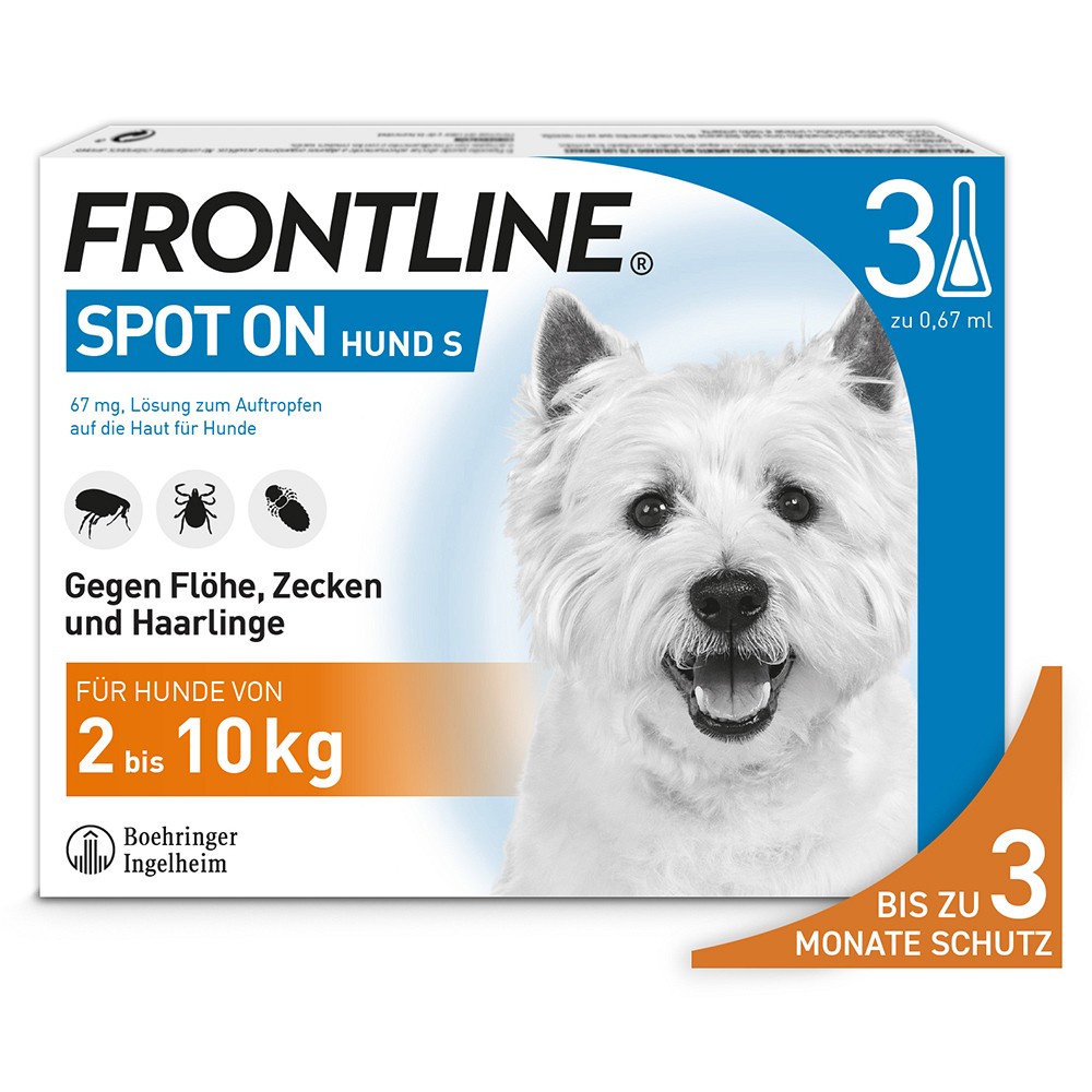 Frontline Spot On gegen Zecke und Floh bei Hunden 3St 10 kg (3 Stk) -  medikamente-per-klick.de