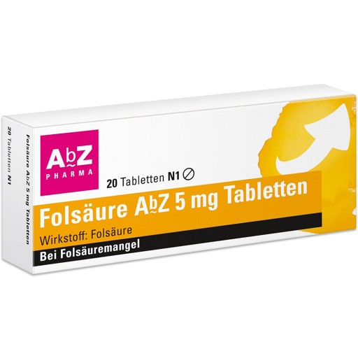 FOLSÄURE AbZ 5 mg Tabletten (20 Stk) - medikamente-per-klick.de