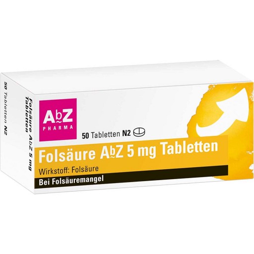 FOLSÄURE AbZ 5 mg Tabletten (50 St) - medikamente-per-klick.de