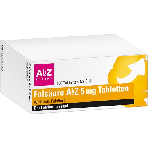 Folsäure AbZ 5 mg - bei Folsäuremangel (100 Stk) - medikamente-per-klick.de