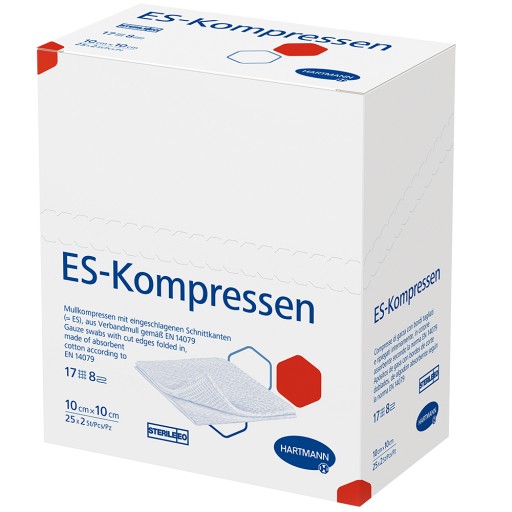 ES-KOMPRESSEN steril 10x10 cm 8fach (25X2 Stk) - medikamente-per-klick.de
