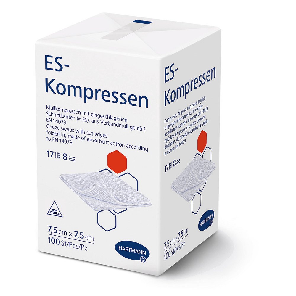 ES-KOMPRESSEN unsteril 7,5x7,5 cm 8fach (100 Stk) - medikamente-per-klick.de