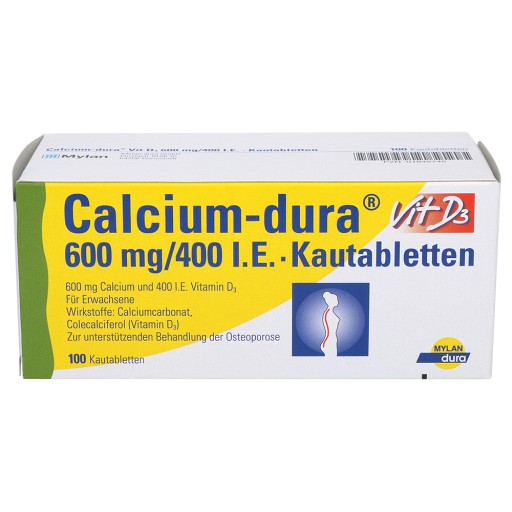CALCIUM DURA Vit D3 600 mg/400 I.E. Kautabletten (100 Stk) - medikamente -per-klick.de