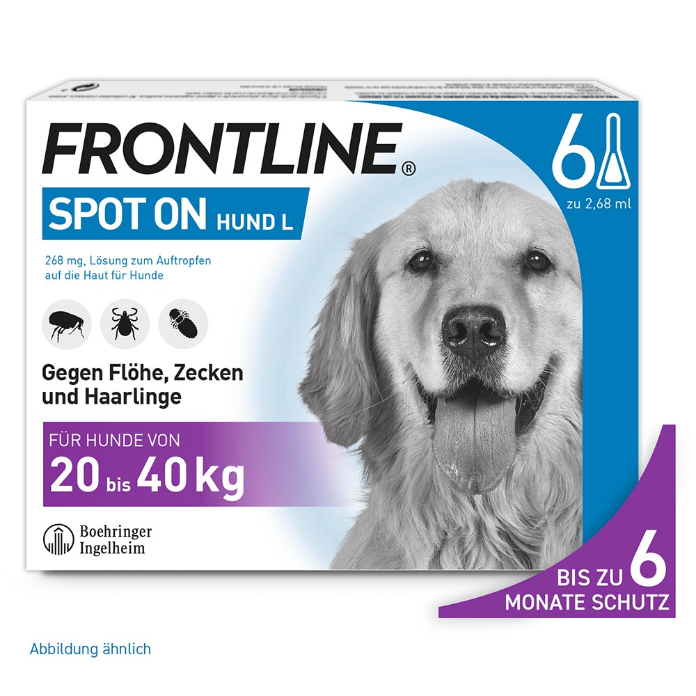 Frontline Spot-on gegen Zecken und Flöhe bei Hund 6St 40 kg (6 Stk) -  medikamente-per-klick.de