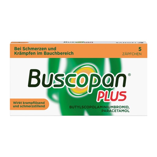 Buscopan® PLUS Zäpfchen 5 Stück mit Paracetamol bei stärkeren Schmerzen und  Krämpfen im Bauchbereich