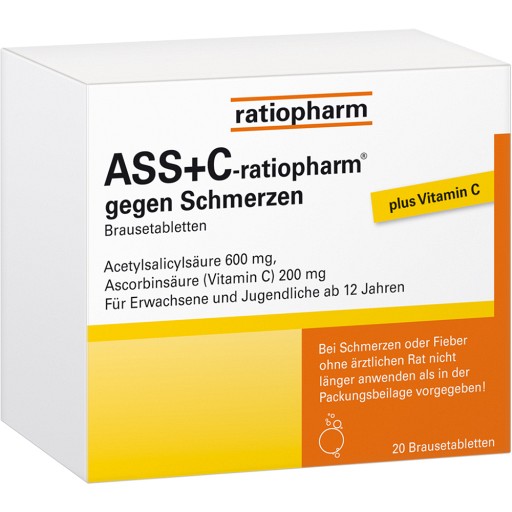 ASS + C-ratiopharm® gegen Schmerzen Brausetabletten (20 St) - medikamente -per-klick.de