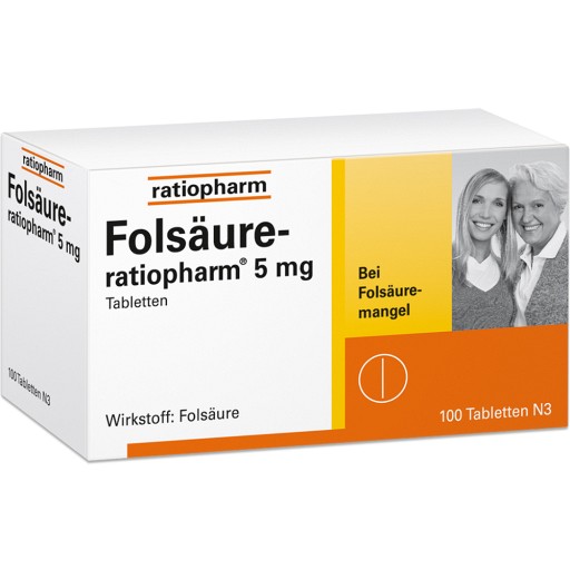 FOLSÄURE-RATIOPHARM 5 mg Tabletten (100 Stk) - medikamente-per-klick.de
