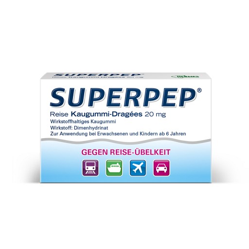 SUPERPEP Reise Kaugummi Dragees 20 mg (10 St) - medikamente-per-klick.de