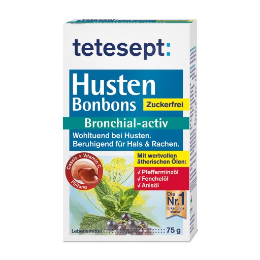 TETESEPT Husten Bonbons Bronchial-activ zuckerfrei (75 g) -  medikamente-per-klick.de