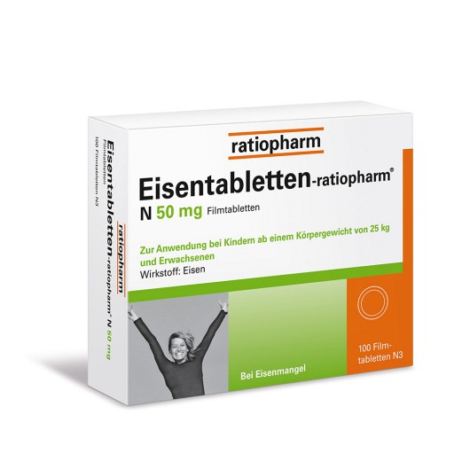 EISENTABLETTEN-ratiopharm N 50 mg Filmtabletten (100 Stk) -  medikamente-per-klick.de