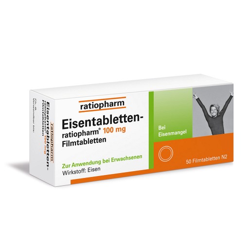 EISENTABLETTEN-ratiopharm 100 mg Filmtabletten (50 Stk) -  medikamente-per-klick.de