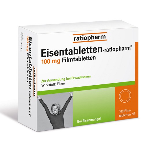 EISENTABLETTEN-ratiopharm 100 mg Filmtabletten (100 Stk) -  medikamente-per-klick.de