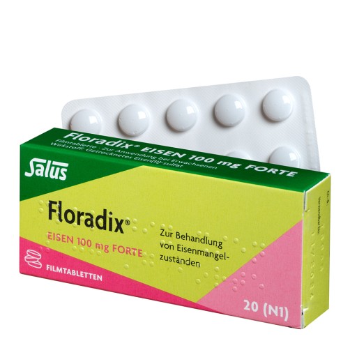 FLORADIX Eisen 100 mg forte Filmtabletten (20 Stk) - medikamente -per-klick.de