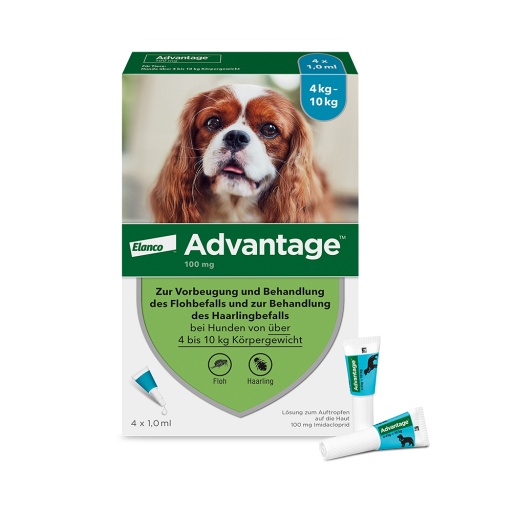 ADVANTAGE 100 Lösung f.Hunde 4-10 kg (4 Stk) - medikamente-per-klick.de