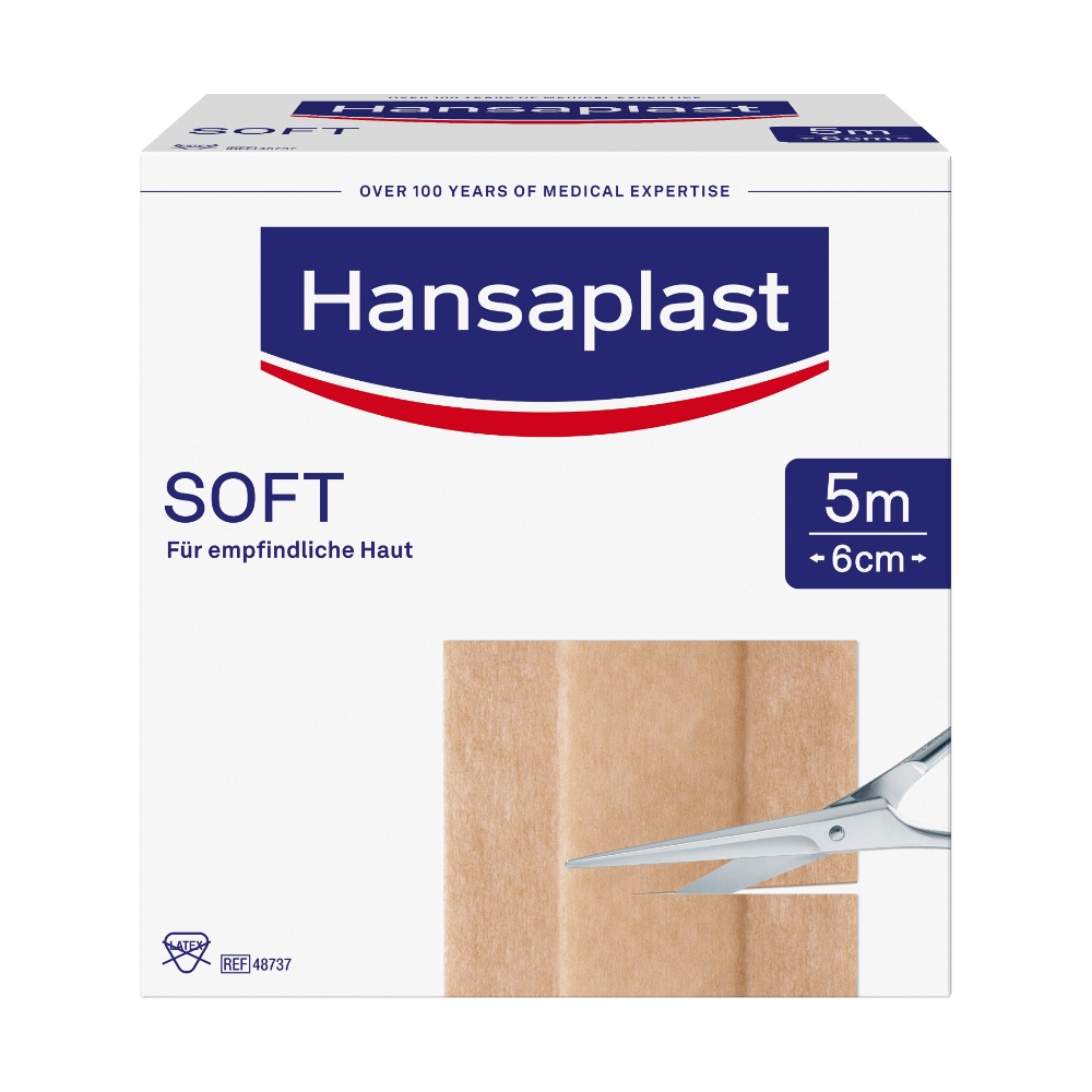 HANSAPLAST Soft Pflaster 6 cmx5 m Rolle (1 Stk) - medikamente-per-klick.de