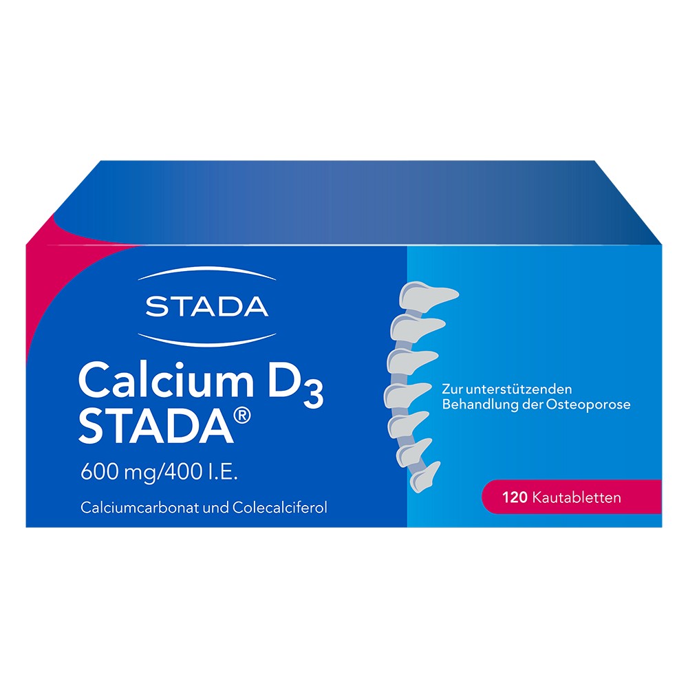 CALCIUM D3 STADA 600 mg/400 I.E. Kautabletten (120 Stk) -  medikamente-per-klick.de