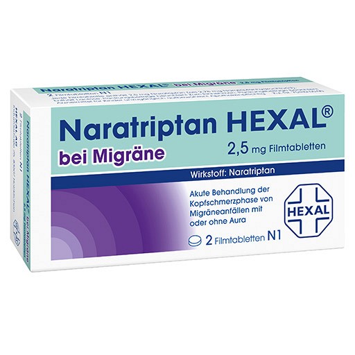 NARATRIPTAN HEXAL bei Migräne 2,5 mg Filmtabletten (2 St) -  medikamente-per-klick.de