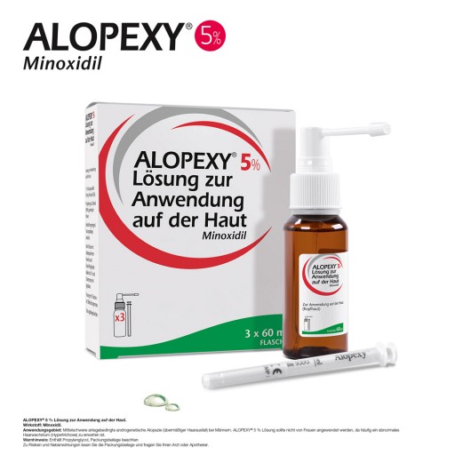 Alopexy® 5% Minoxidil-Lösung gegen anlagebedingten Haarausfall
