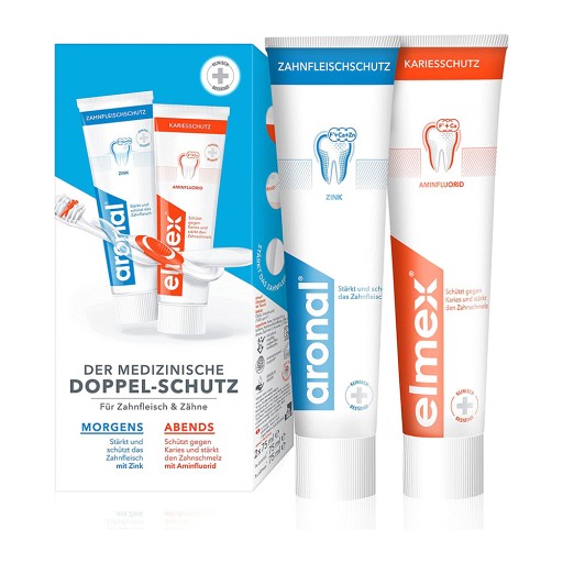 aronal und elmex Doppel-Schutz Zahncreme für Zahnfleisch und Zähne (2X75  ml) - medikamente-per-klick.de