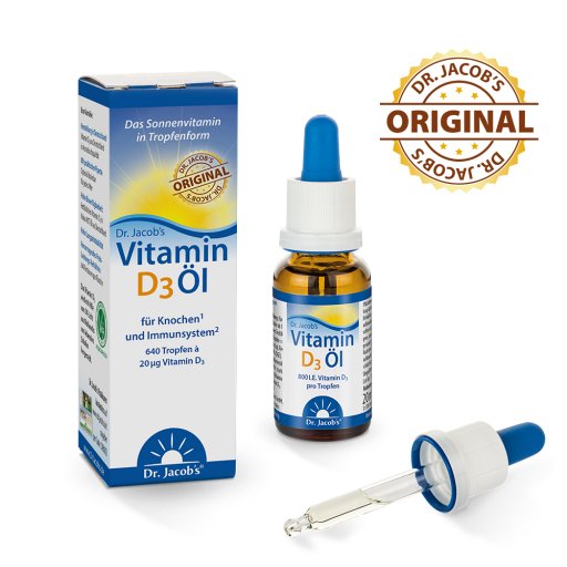 Dr. Jacob's Vitamin D3 Öl 640 Tropfen 800 I.E. vegetarisch (20 ml) -  medikamente-per-klick.de