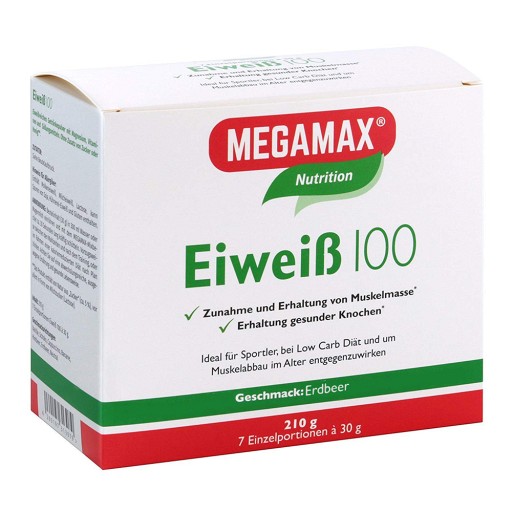 EIWEISS 100 Erdbeer Megamax Pulver (7X30 g) - medikamente-per-klick.de