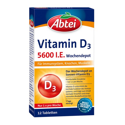 ABTEI Vitamin D3 5600 I.E. Wochendepot Tabletten (12 Stk) -  medikamente-per-klick.de