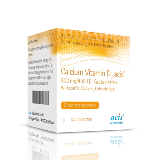 CALCIUM VITAMIN D3 acis 500 mg/400 I.E. Kautabl. (100 Stk) -  medikamente-per-klick.de