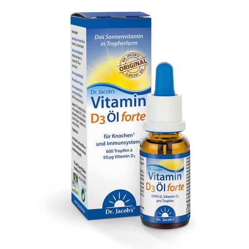 Dr. Jacob's Vitamin D3 Öl forte 2000 IE D3 hochdosiert Tropfen (20 ml) -  medikamente-per-klick.de