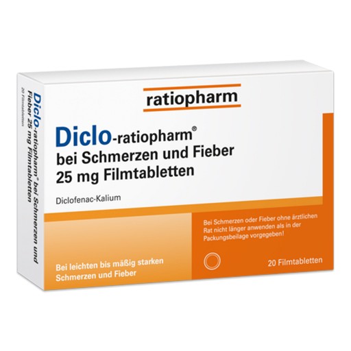 DICLO-RATIOPHARM bei Schmerzen u.Fieber 25 mg FTA (20 Stk) -  medikamente-per-klick.de