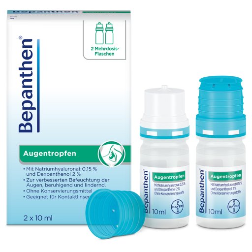 Bepanthen® Augentropfen für trockene Augen in der Mehrdosisflasche 2x 10ml  - medikamente-per-klick.de