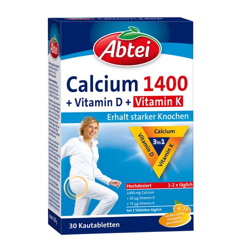 ABTEI Calcium 1400+Vitamin D3+K Kautabletten (30 Stk) -  medikamente-per-klick.de
