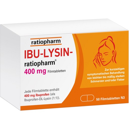 IBU-LYSIN-ratiopharm 400 mg Filmtabletten (50 Stk) -  medikamente-per-klick.de
