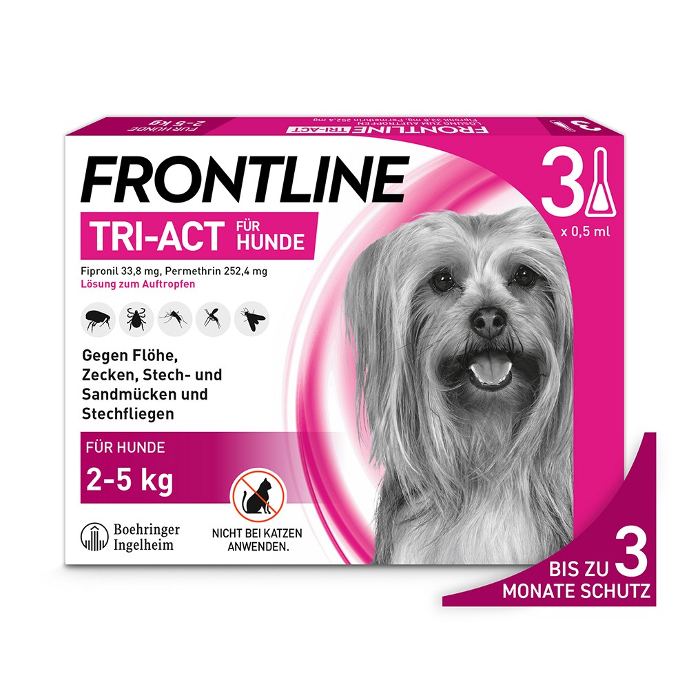 FRONTLINE Tri-Act Lsg.z.Auftropfen f.Hunde 2-5 kg (3 Stk) -  medikamente-per-klick.de