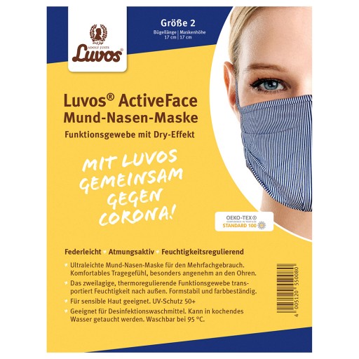 LUVOS ActiveFace Mund-Nase-Maske Gr.2 weiß-bl. (1 Stk) -  medikamente-per-klick.de