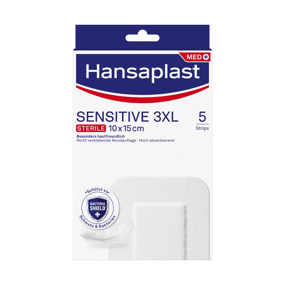 HANSAPLAST Sensitive Wundverband steril 10x15 cm (5 Stk) -  medikamente-per-klick.de