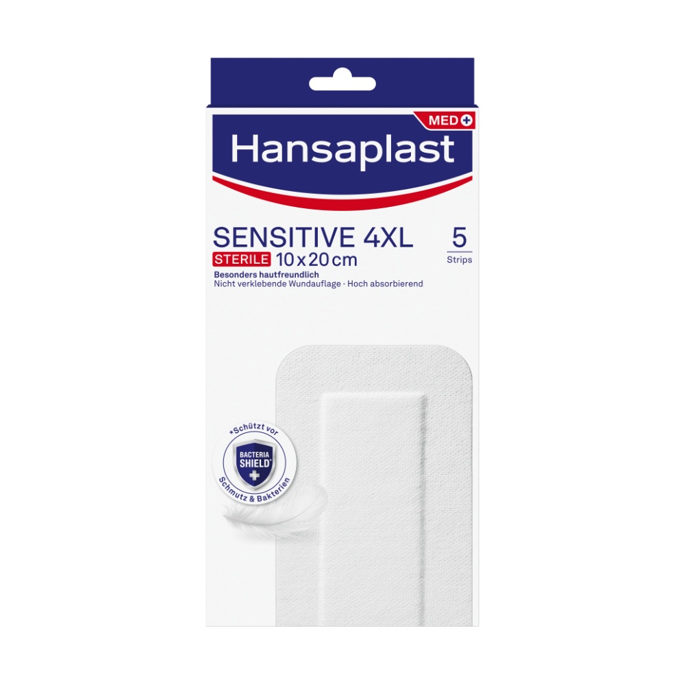 HANSAPLAST Sensitive Wundverband steril 10x20 cm (5 Stk) -  medikamente-per-klick.de