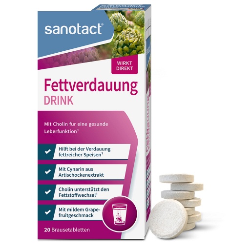 SANOTACT Fettverdauung Drink Brausetabletten (20 Stk) -  medikamente-per-klick.de