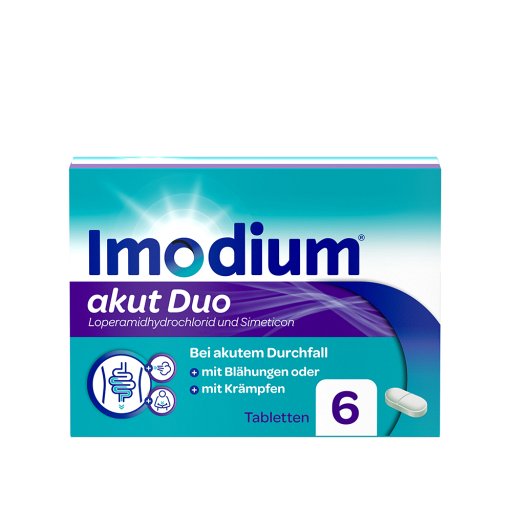 Imodium® akut Duo bei akutem Durchfall mit Blähungen (6 Stk) - medikamente -per-klick.de