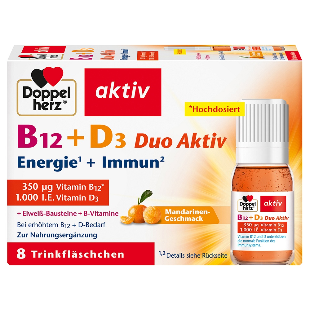 DOPPELHERZ B12+D3 Duo Aktiv Trinkampullen (8 Stk) - medikamente-per-klick.de