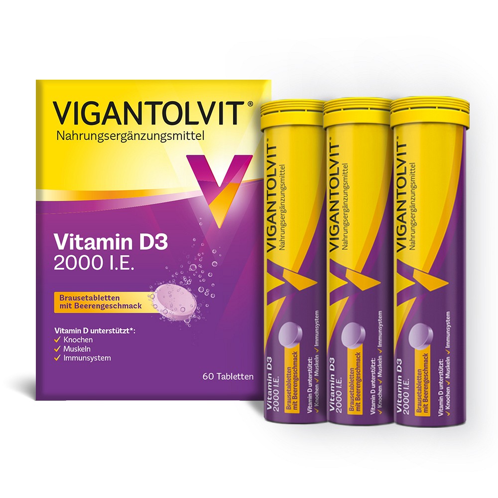 VIGANTOLVIT 2000 I.E. Vitamin D3 Brausetabletten (60 Stk) -  medikamente-per-klick.de