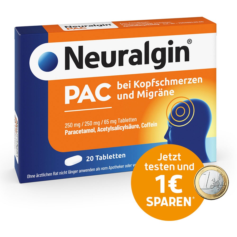 NEURALGIN PAC bei Kopfschmerzen und Migräne Tabl. (20 Stk) -  medikamente-per-klick.de